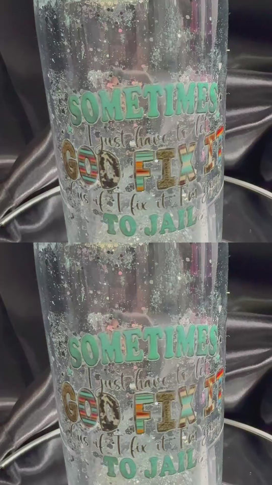 Pre-Made 16oz. waterfall snow-globe tumbler